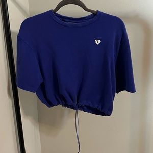 Royal blue drawstring cropped sweater